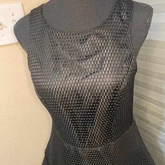 Finn & Clover Black Netted Overlay Skater Dress - Picture 2 of 7